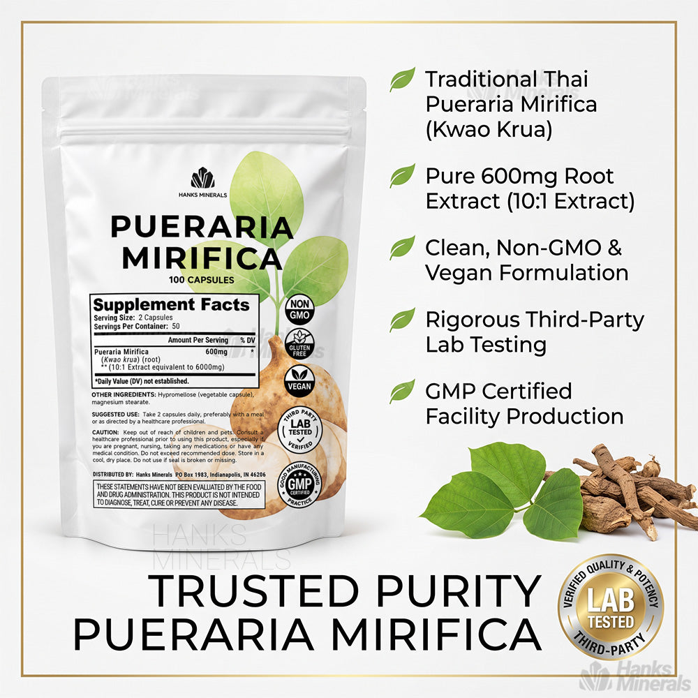 Hanks Minerals Pueraria Mirifica Extract 6000mg - 100 Capsules