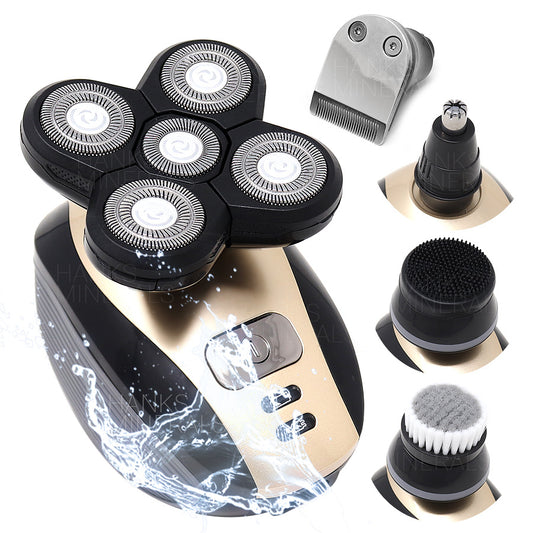 5-in-1 Rotary Electric Shaver 4D Rechargeable Bald Head Hair Beard Trimmer Razor