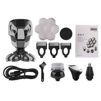 7D 5-in-1 Shaver Cordless Hair Trimmer Bald Head Razor Electric For Men Wet Dry