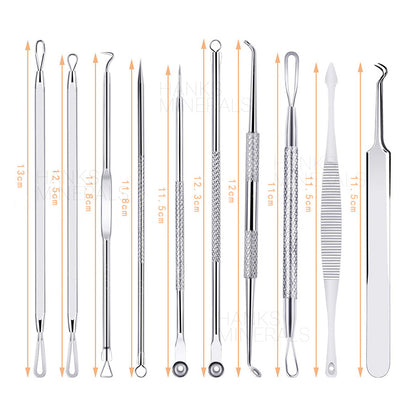 10-Piece Acne Tweezers Set Blackhead Pimple Remover Tool Blemish Extractor Kit