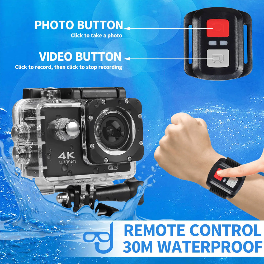 4K Action Camera Sport Video Waterproof Wifi 1080P HD Cam 170° With Remote