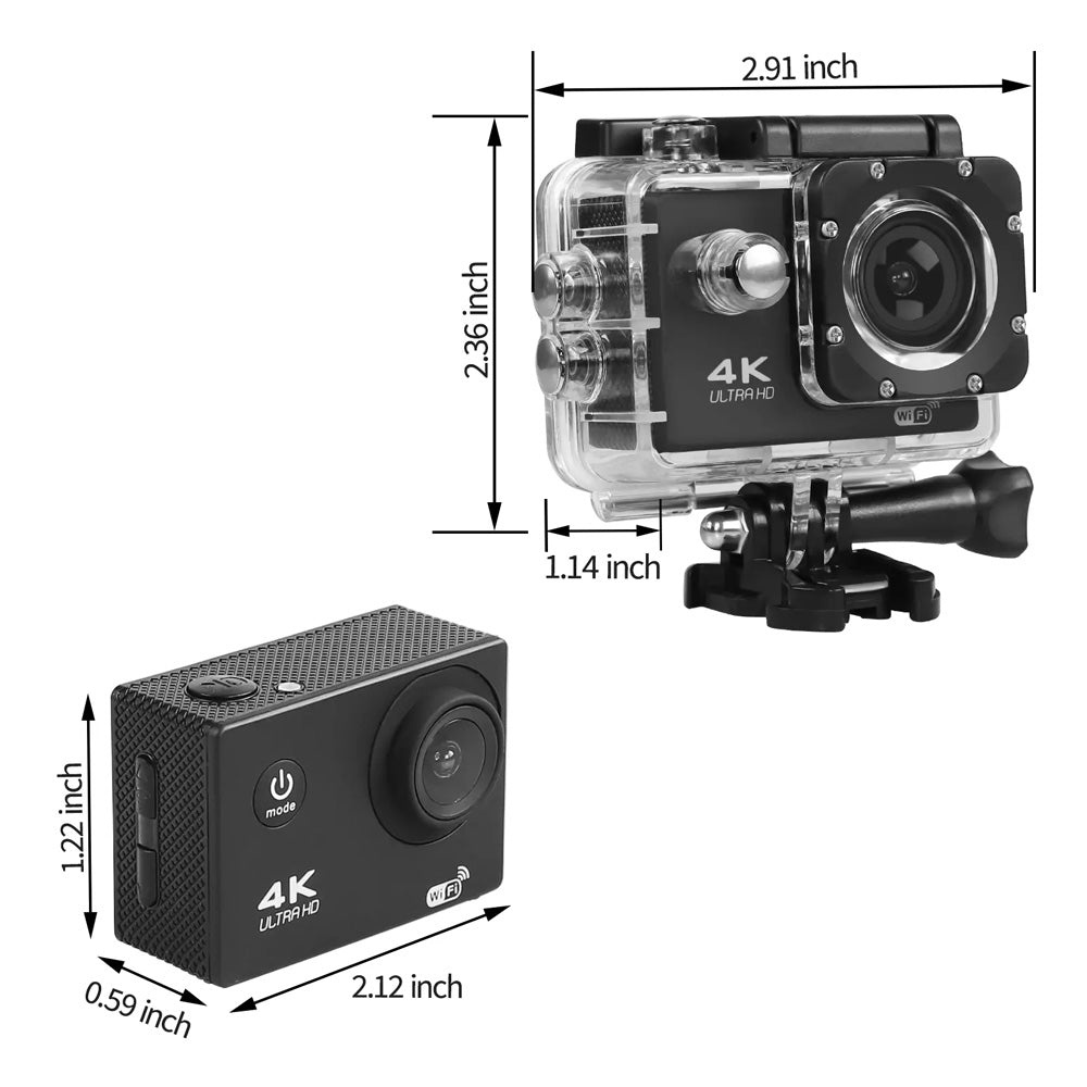 4K Action Camera Sport Video Waterproof Wifi 1080P HD Cam 170° With Remote