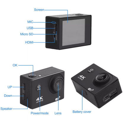 4K Action Camera Sport Video Waterproof Wifi 1080P HD Cam 170° With Remote
