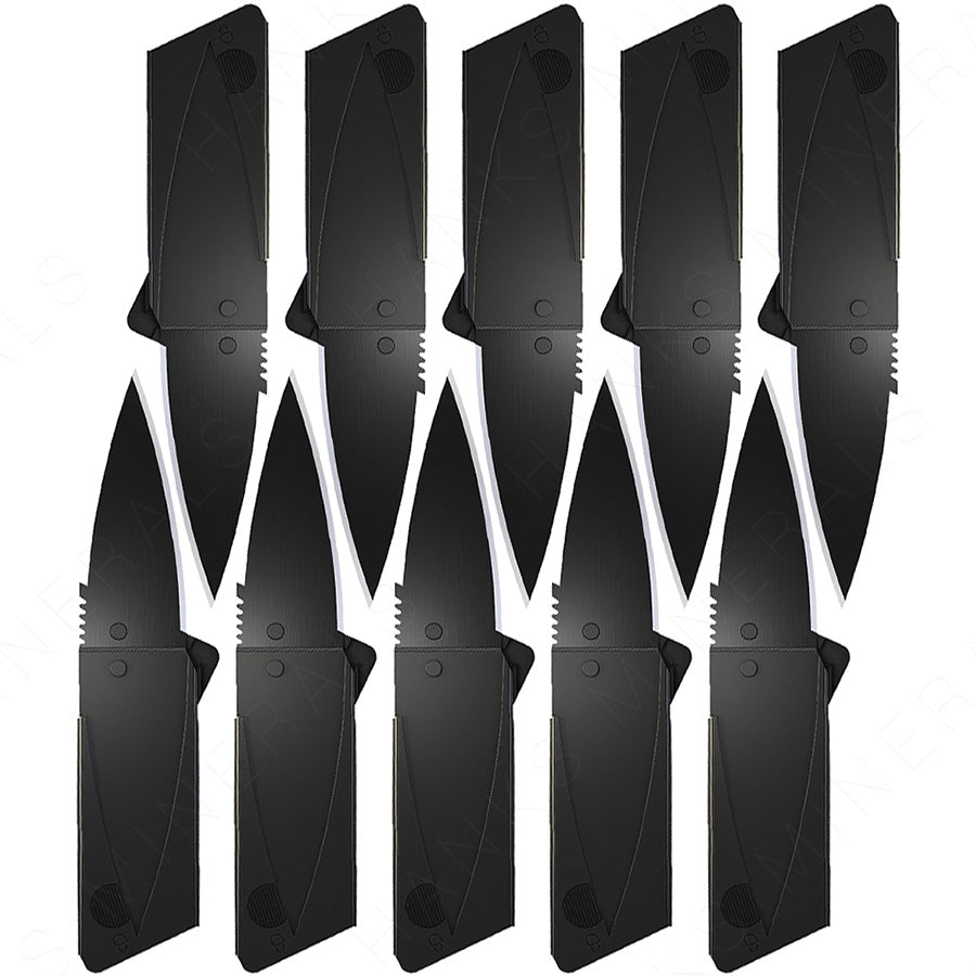 10-Pack Credit Card Folding Knife Black Wallet Razor Sharp Hunting Camping USA