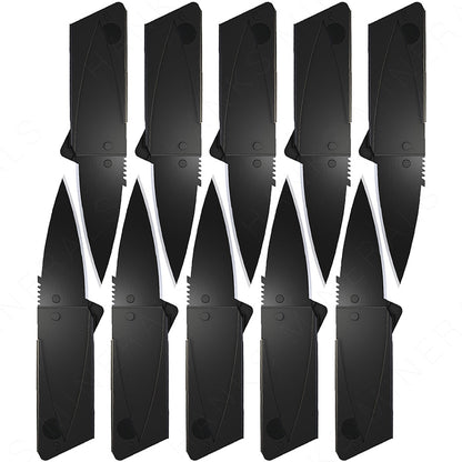 10-Pack Credit Card Folding Knife Black Wallet Razor Sharp Hunting Camping USA