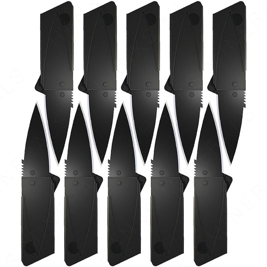 10-Pack Credit Card Folding Knife Black Wallet Razor Sharp Hunting Camping USA