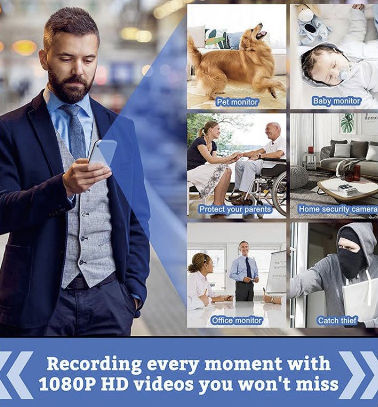 WiFi Mini Cam Wall Plug Charger Camera 1080P HD USB-C Nanny Cam Home Security