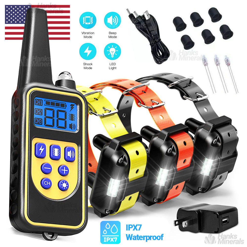 Dog Training Collar 3000FT Remote Rechargeable Shock PET Waterproof Trainer