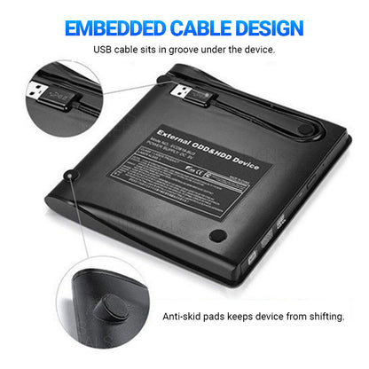 Slim External CD DVD RW Drive USB 3.0 Writer Burner Player Black For Laptop PC