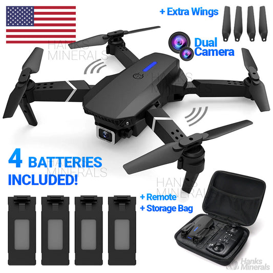 Drone 4K HD Dual Camera WiFi FPV RC Foldable Quadcopter + 4 Batteries