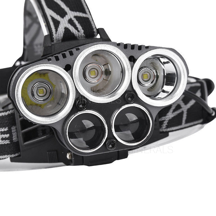 Headlamp 5x LED Super Bright Lumen Rechargeable Head Light Flashlight Torch Lamp