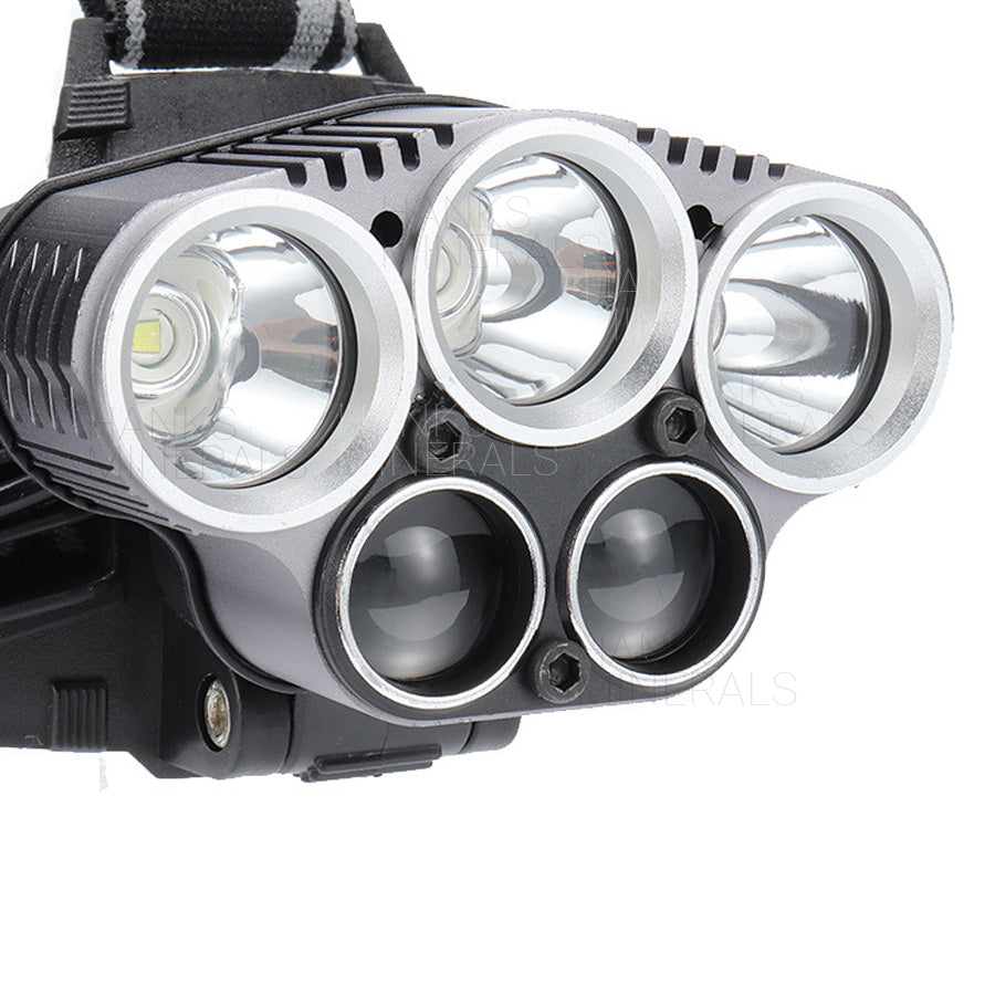 Headlamp 5x LED Super Bright Lumen Rechargeable Head Light Flashlight Torch Lamp
