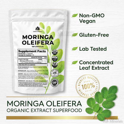 Hanks Minerals Moringa Oleifera Extract 6000mg - 100 Capsules