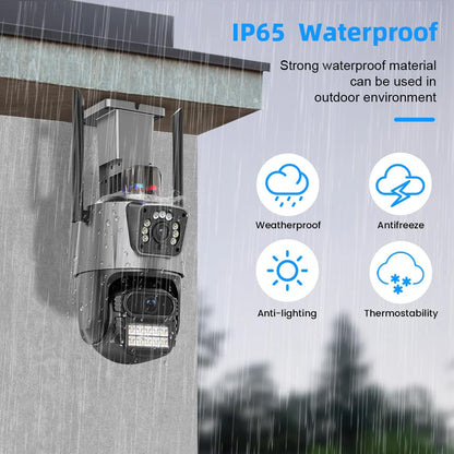 Dual Lens 4K WiFi Security Camera 8X Zoom Outdoor Home Night Vision CCTV PTZ
