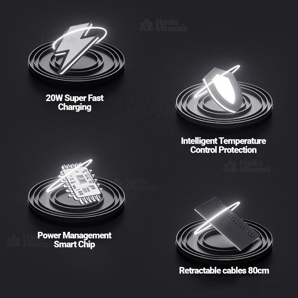 4-in-1 Retractable Car Charger Fast Charge USB Type-C Cable USB-C 120W