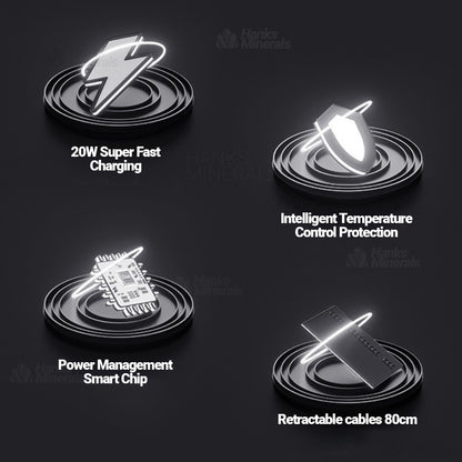 4-in-1 Retractable Car Charger Fast Charge USB Type-C Cable USB-C 120W