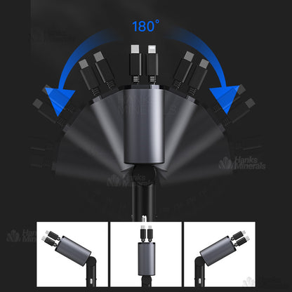 4-in-1 Retractable Car Charger Fast Charge USB Type-C Cable USB-C 120W