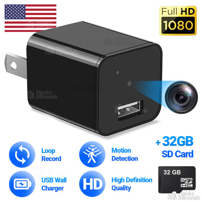 WiFi Mini Cam Wall Plug Charger Camera 1080P HD USB-C Nanny Cam Home Security