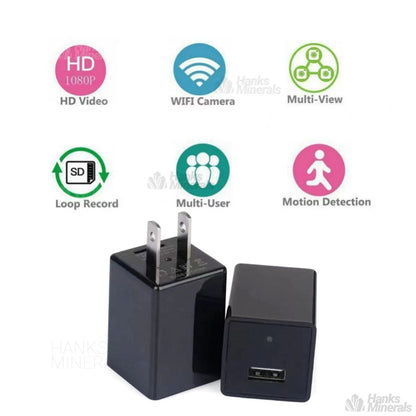 WiFi Mini Cam Wall Plug Charger Camera 1080P HD USB-C Nanny Cam Home Security
