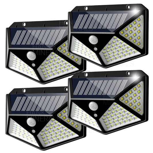 4-Pack 100 LED Solar Power Wall Light Outdoor PIR Motion Sensor Security Garden Lamp