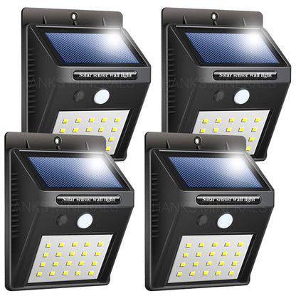 4x 20 LED Solar Power Wall Light Waterproof Outdoor PIR Motion Sensor Path Lamp