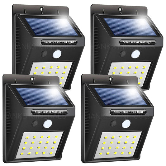 4x 20 LED Solar Power Wall Light Waterproof Outdoor PIR Motion Sensor Path Lamp