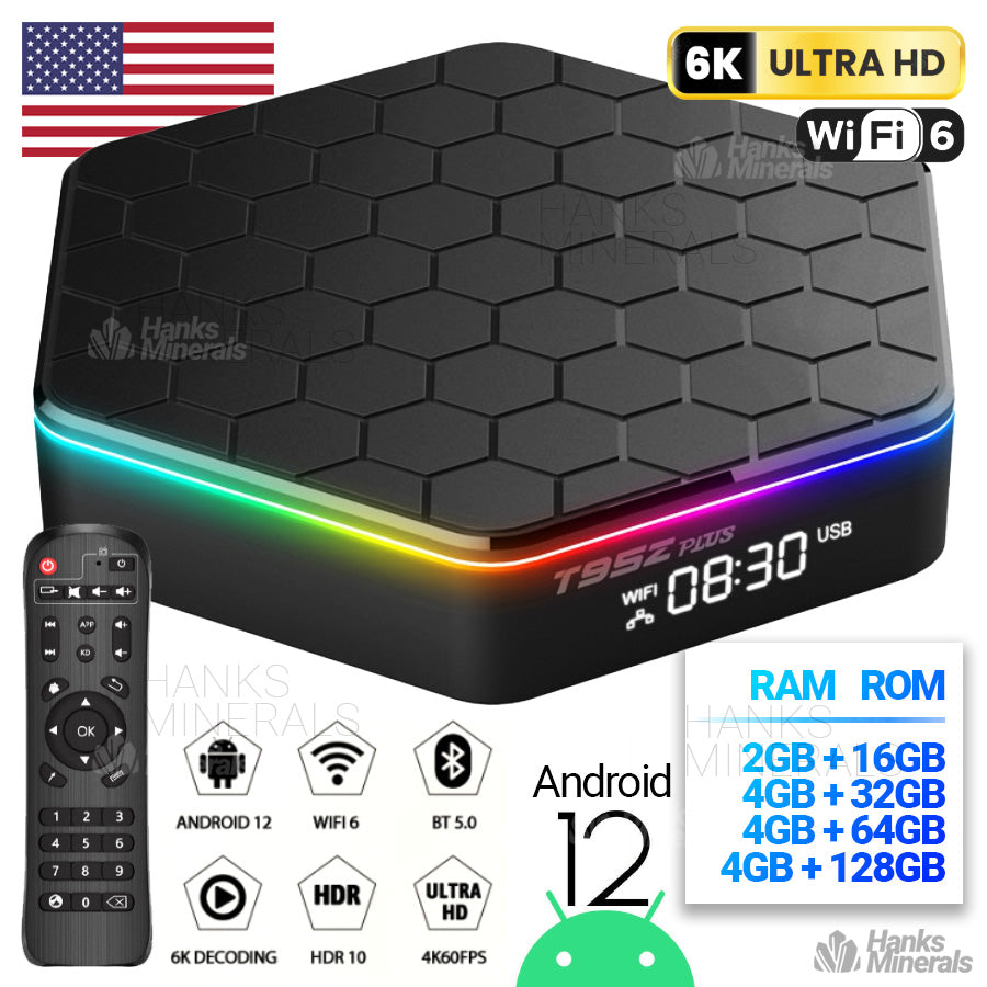 T95Z Plus Smart Android 12 TV Box Quad Core 6K 4K HD Stream Player