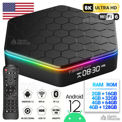 T95Z Plus Smart Android 12 TV Box Quad Core 6K 4K HD Stream Player