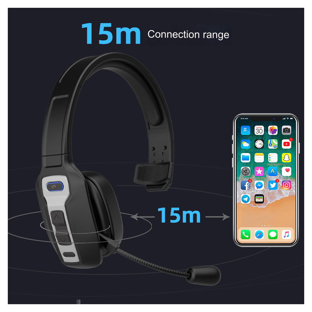 Trucker Headset Wireless Bluetooth 5.2 AI Noise Cancelling Mic For Phones PC